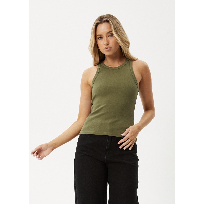 AFENDS Womens Lydia – Rib Singlet – Military
