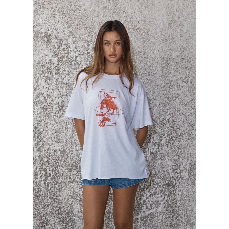AFENDS Womens Rodeo – Oversized Tee – White