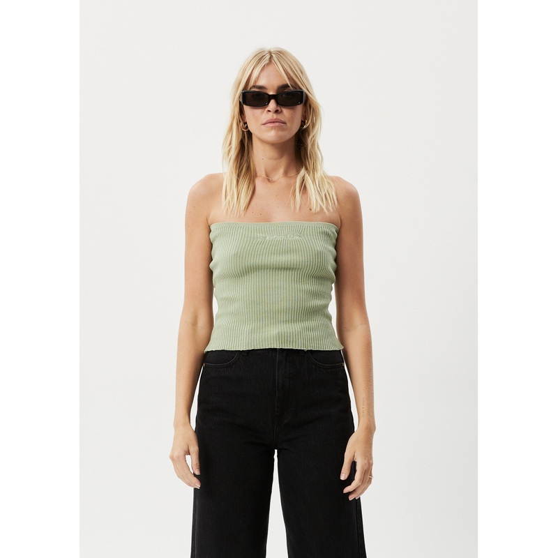 AFENDS Womens Weekend – Knit Tube Top – Eucalyptus