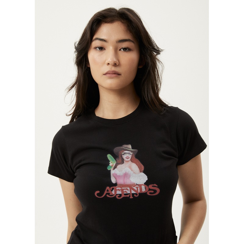 AFENDS Womens Worlds Above – Baby Tee – Black