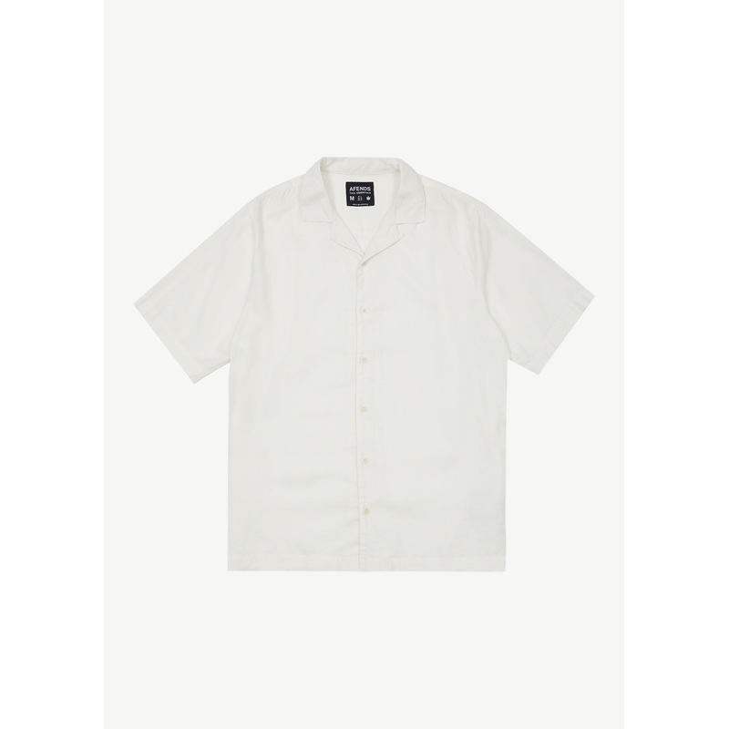 AFENDS Mens Daily – Cuban Short Sleeve Shirt – White