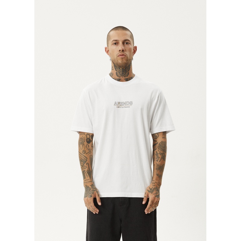 AFENDS Mens Flatline – Retro Tee – White