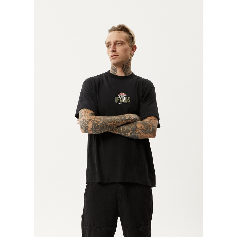 AFENDS Mens Let It Grow – Boxy Tee – Black