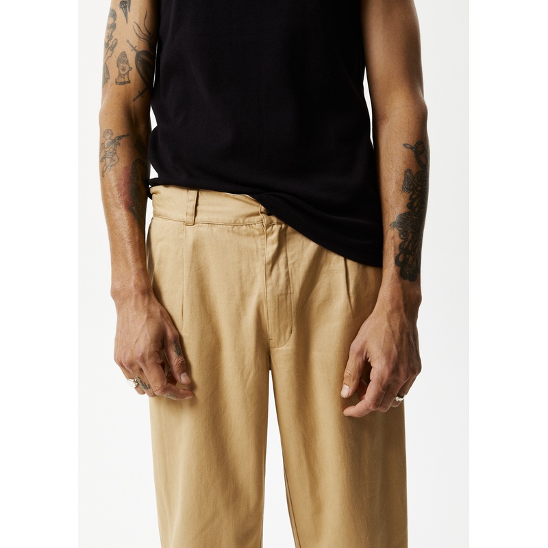 AFENDS Mens Mixed Business – Suit Pant – Tan