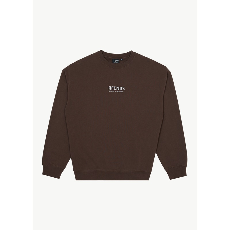 AFENDS Mens Questions – Crew Neck Jumper – Coffee