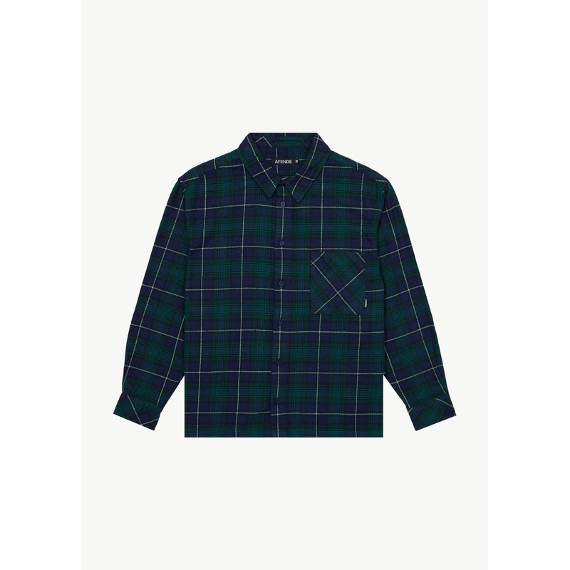 AFENDS Mens Questions – Flannel Shirt – Navy
