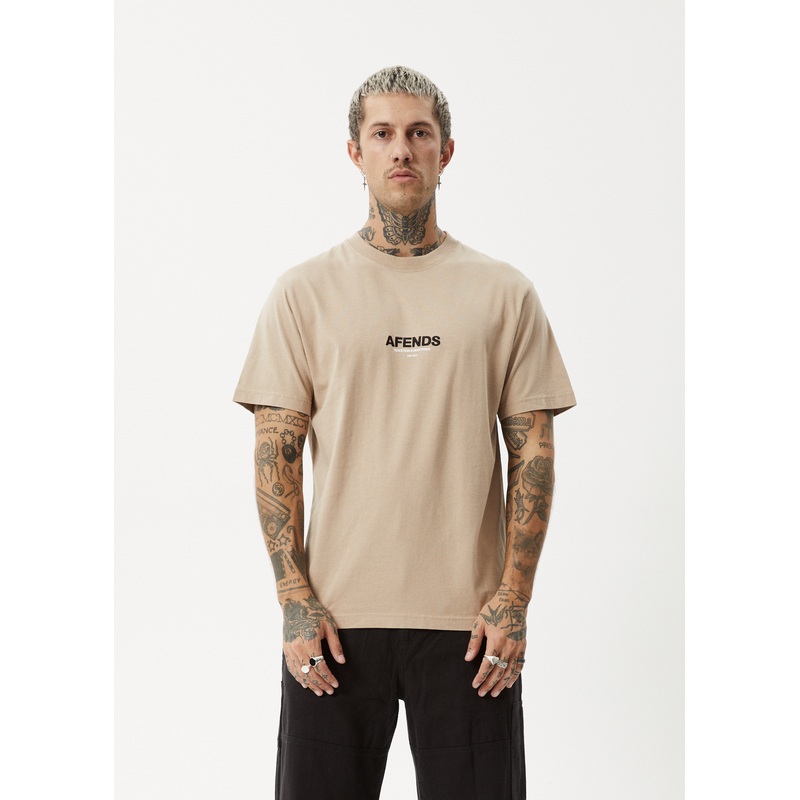 AFENDS Mens Vinyl – Retro Tee – Taupe
