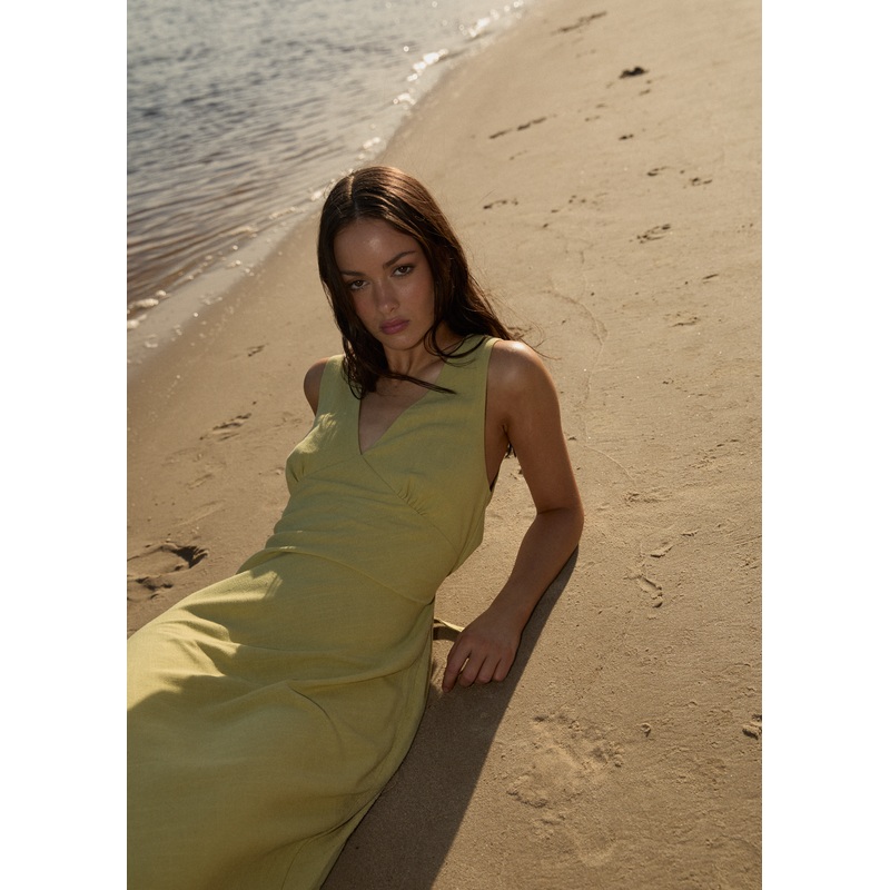 AFENDS Womens Amaya – Maxi Dress – Lemongrass