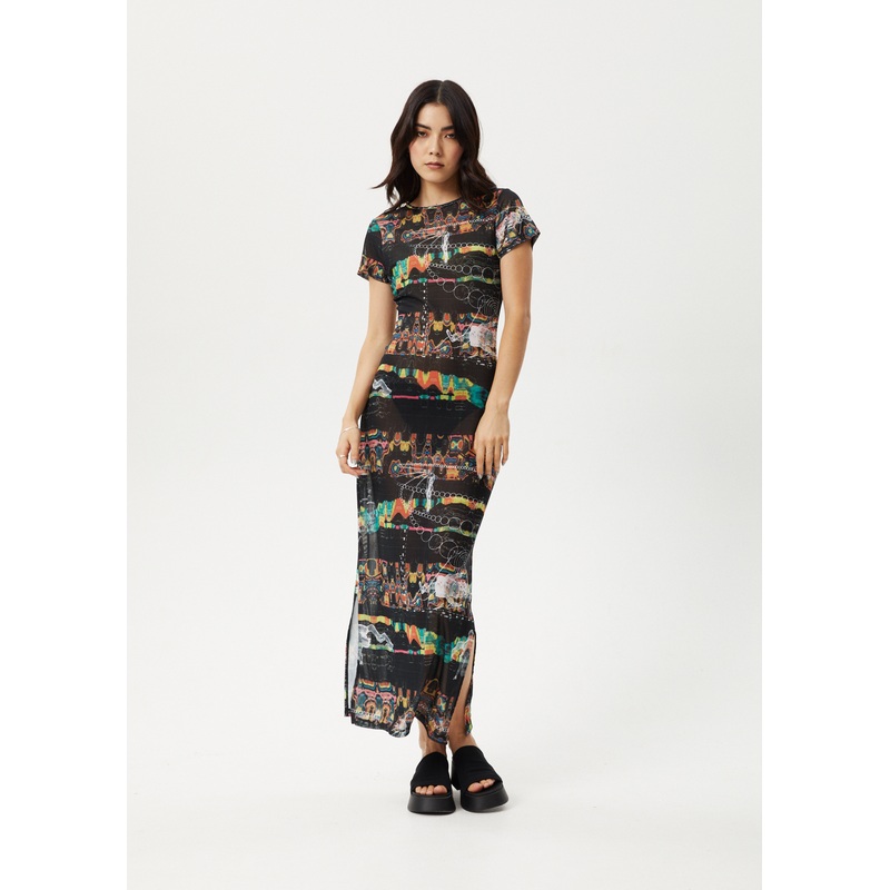 AFENDS Womens Astral – Sheer Dress – Black