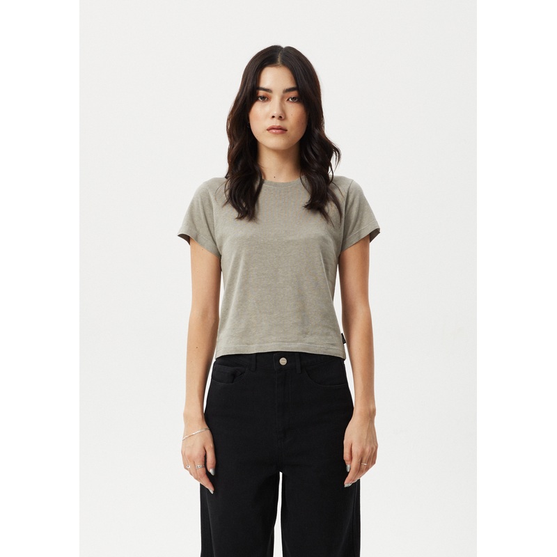AFENDS Womens Carmen – Baby Tee – Olive