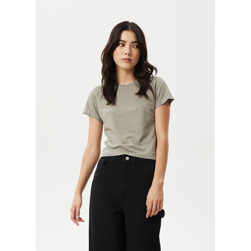 AFENDS Womens Carmen – Baby Tee – Olive
