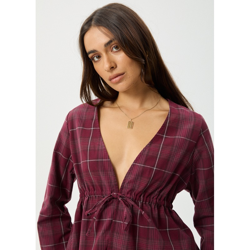 AFENDS Womens Eboni – Tie Top – Port