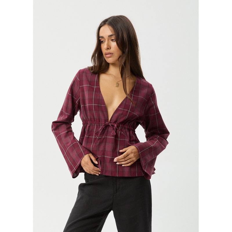 AFENDS Womens Eboni – Tie Top – Port