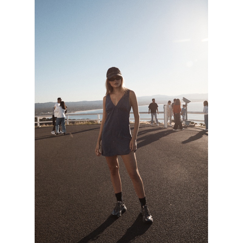 AFENDS Womens Grace – Cupro Mini Dress – Navy