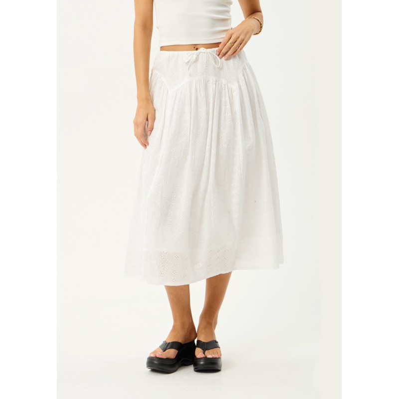 AFENDS Womens Marlow – Midi Skirt – White