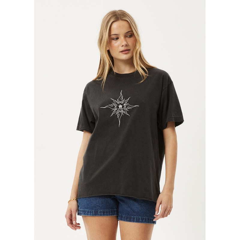 AFENDS Womens Sunny – Oversized Tee – Stone Black