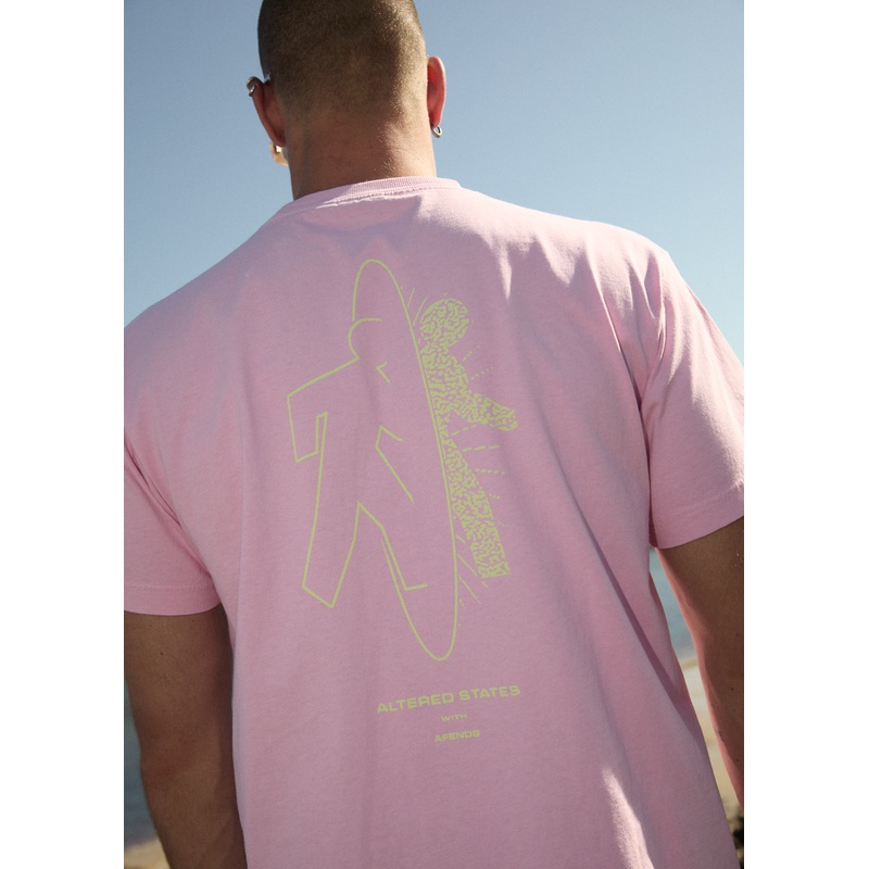 AFENDS Mens Altered – Heavyweight Boxy Tee – Vintage Pink