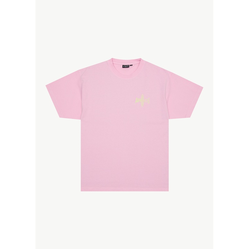 AFENDS Mens Altered – Heavyweight Boxy Tee – Vintage Pink
