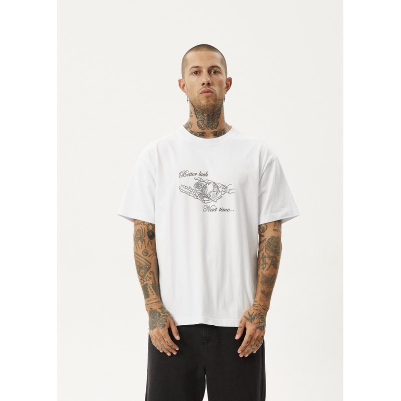 AFENDS Mens Bad Luck – Heavy Boxy Tee – White