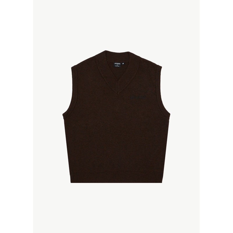 AFENDS Mens Gothic – Knit Vest – Coffee