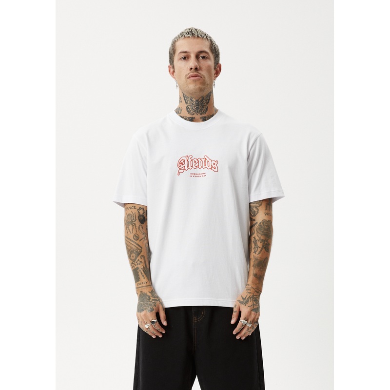AFENDS Mens Home – Retro Tee – White