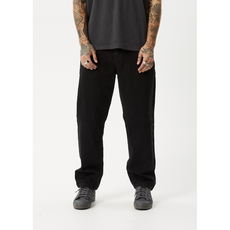 AFENDS Mens Ninety Two’S – Denim Relaxed Jean – Washed Black