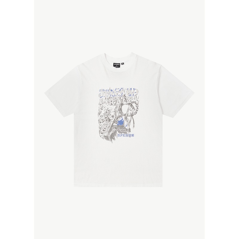 AFENDS Mens Times Up – Retro Tee – White
