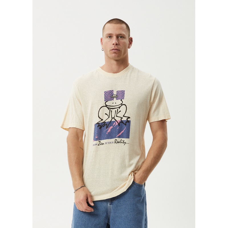 AFENDS Mens Zen Feeling – Retro Tee – Sand