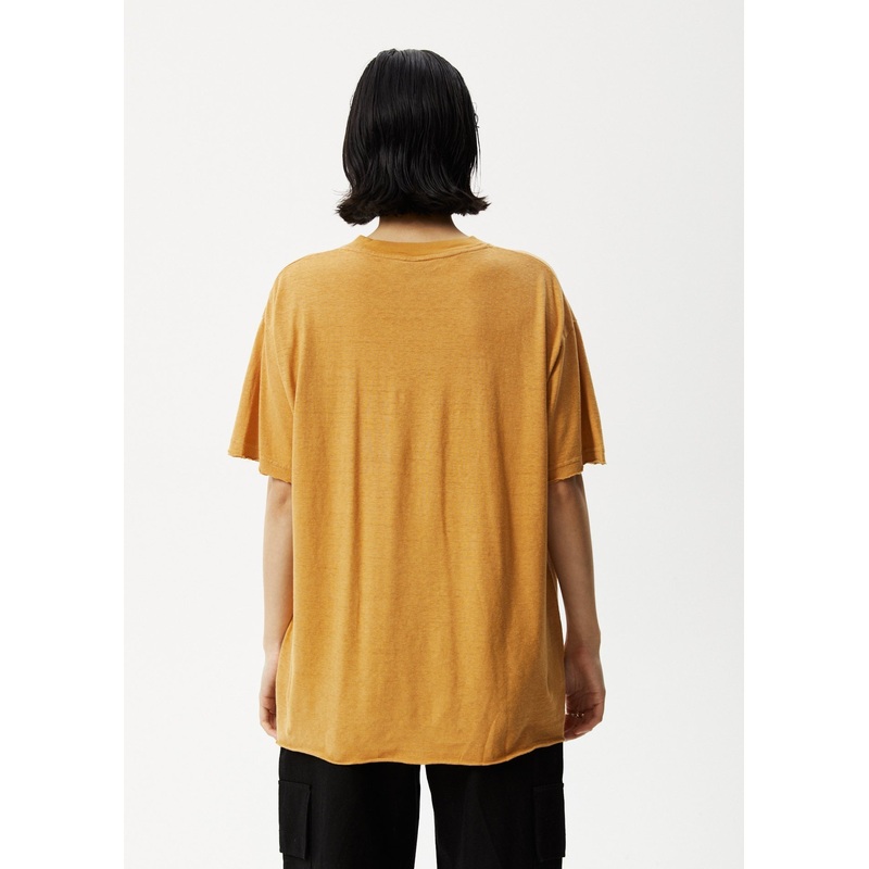 AFENDS Womens Day Dream Slay – Oversized Graphic Tee – Mustard
