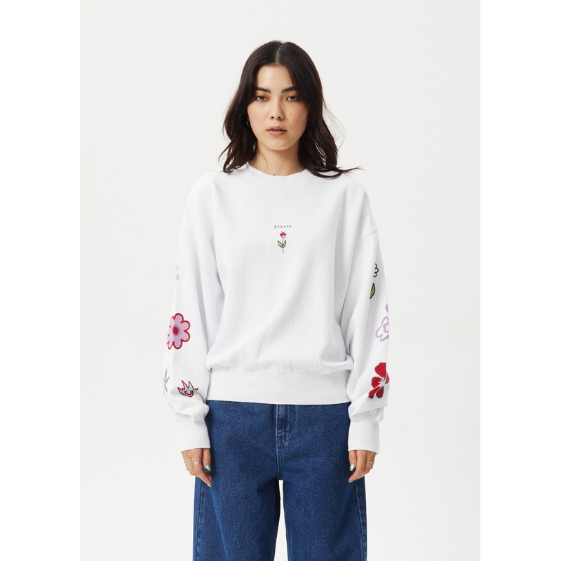AFENDS Womens Flourish – Crew Neck Jumper – White