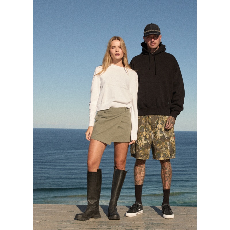 AFENDS Womens Fraser – Utility Mini Skirt – Olive