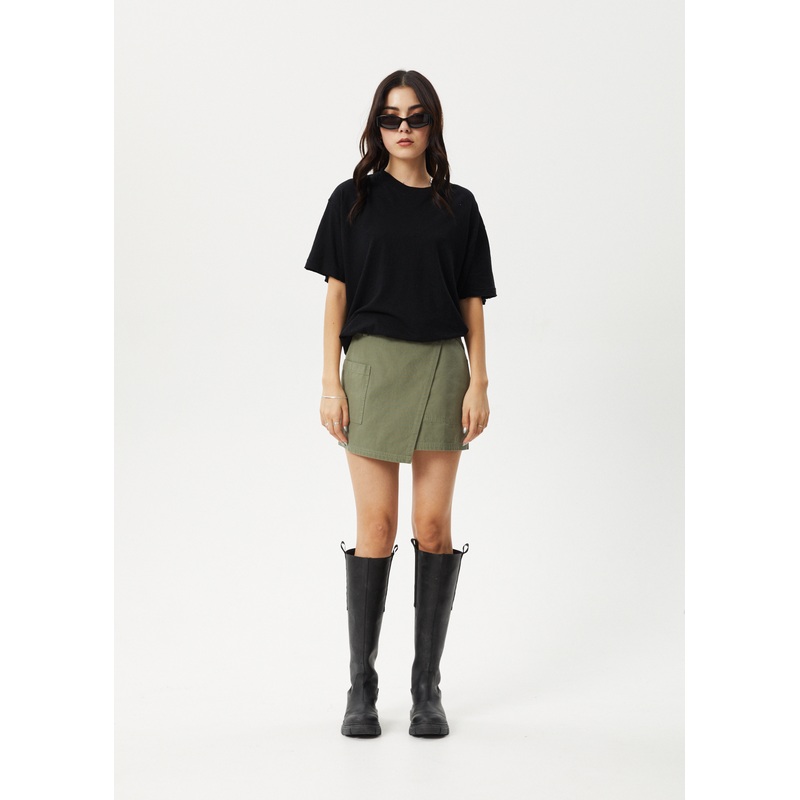 AFENDS Womens Fraser – Utility Mini Skirt – Olive