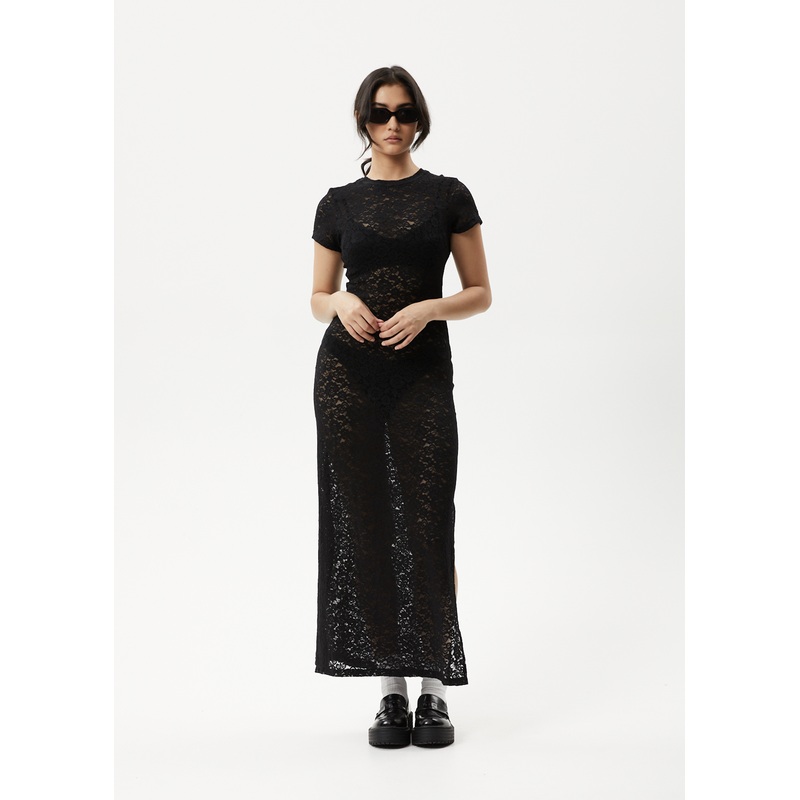 AFENDS Womens Poet – Lace Maxi Dress – Black