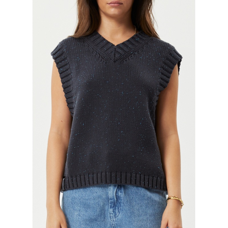 AFENDS Womens Solace – Knit Cropped Vest – Charcoal