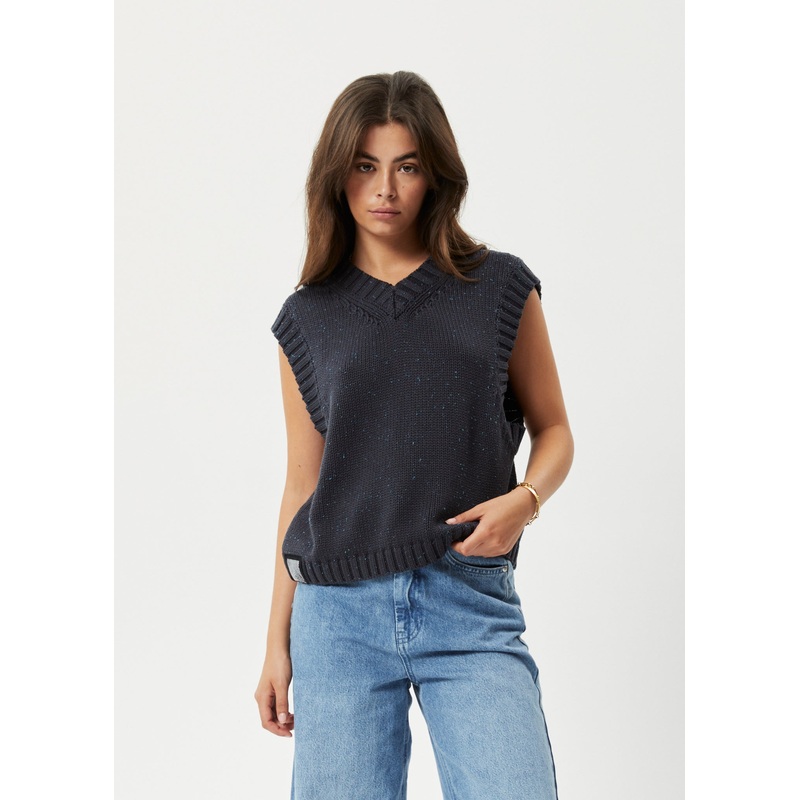 AFENDS Womens Solace – Knit Cropped Vest – Charcoal