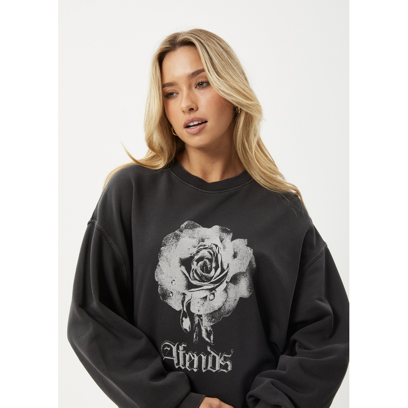 AFENDS Womens Sweet Juliet – Crew Neck Jumper – Stone Black