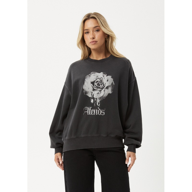 AFENDS Womens Sweet Juliet – Crew Neck Jumper – Stone Black