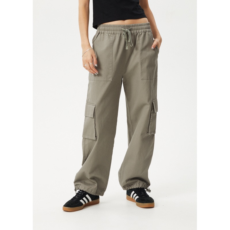 AFENDS Womens Tasman – Cargo Pant – Grey Olive