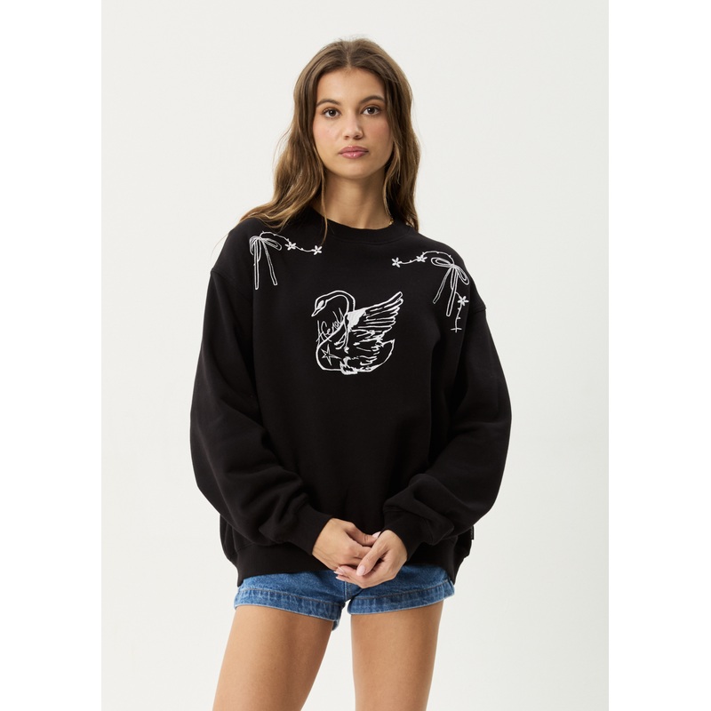 AFENDS Womens Cygnet – Crew Neck Jumper – Black
