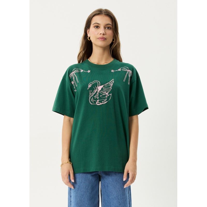 AFENDS Womens Cygnet – Oversized Tee – Hunter Green