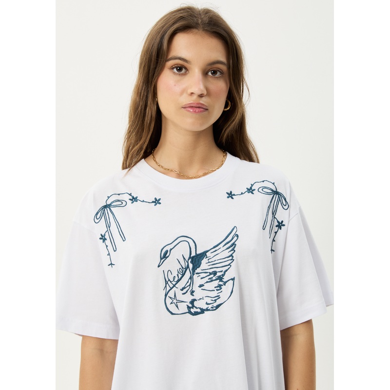 AFENDS Womens Cygnet – Oversized Tee – White