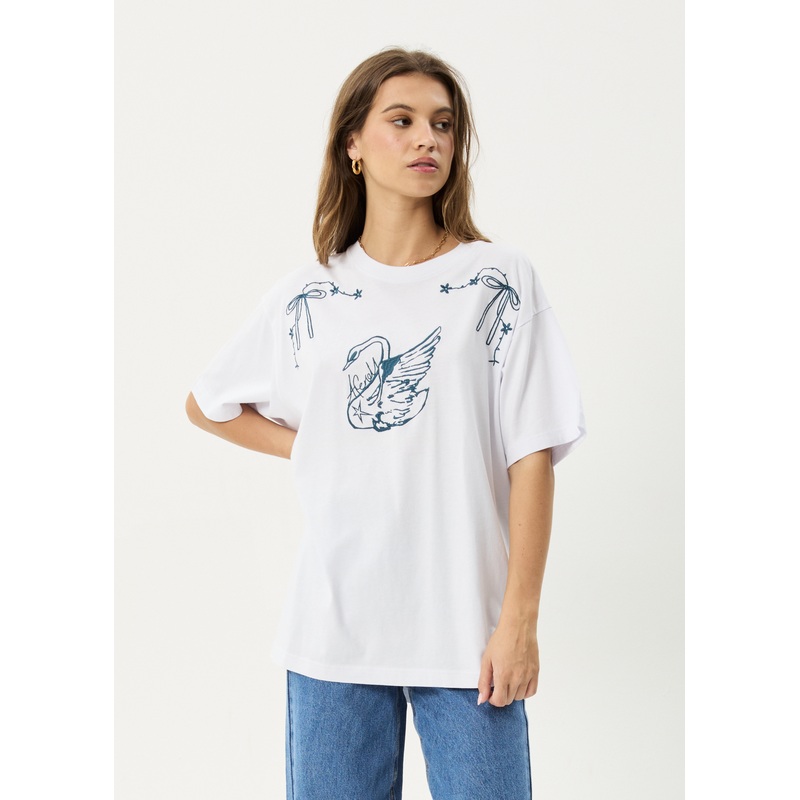 AFENDS Womens Cygnet – Oversized Tee – White