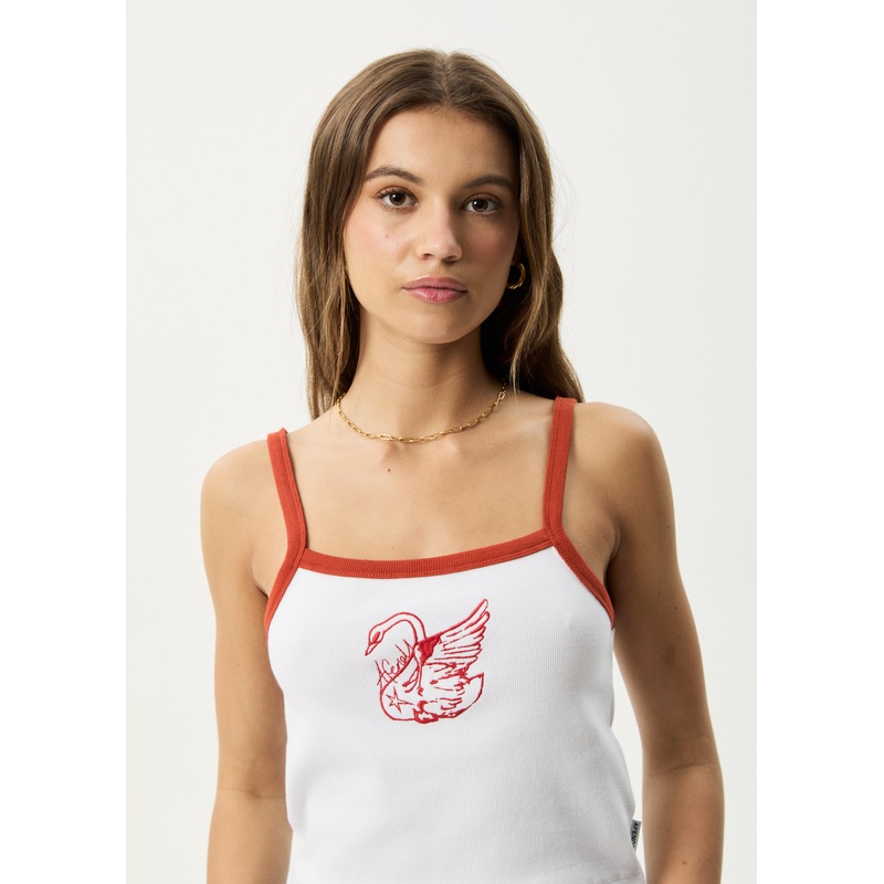 AFENDS Womens Cygnet – Rib Singlet – White