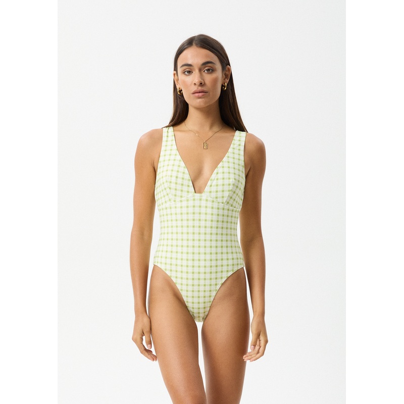 AFENDS Womens Darcy – Check One Piece – Lemongrass Check
