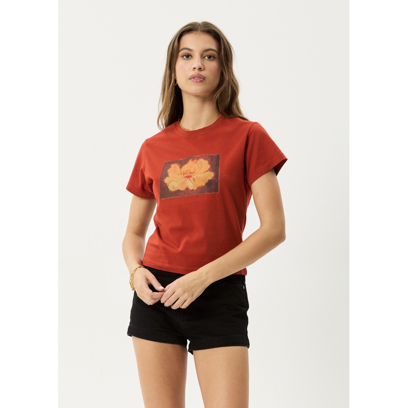 AFENDS Womens Dark Heaven – Baby Tee – Red Rum