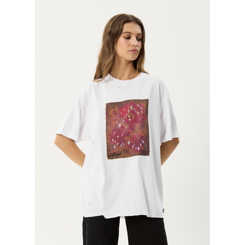 AFENDS Womens Dark Heaven – Oversized Tee – White