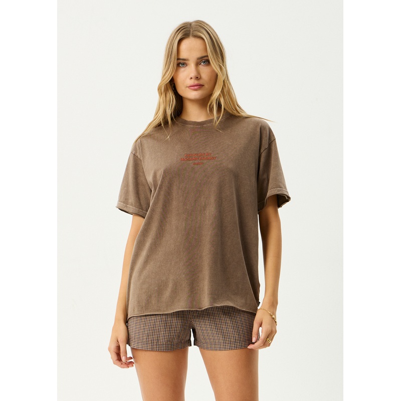 AFENDS Womens Fatigued – Oversized Tee – Coffee