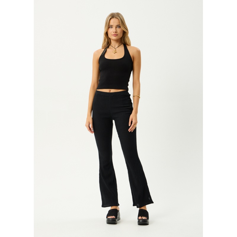 AFENDS Womens Focus – Seersucker Flare Pant – Black
