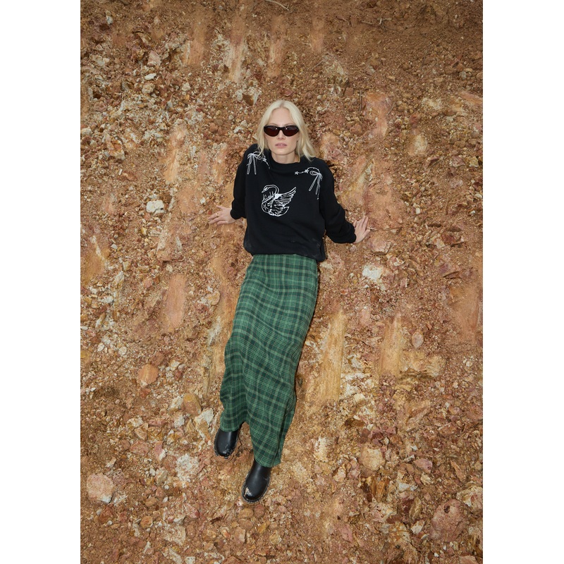 AFENDS Womens Lonnie – Seersucker Maxi Skirt – Hunter Green