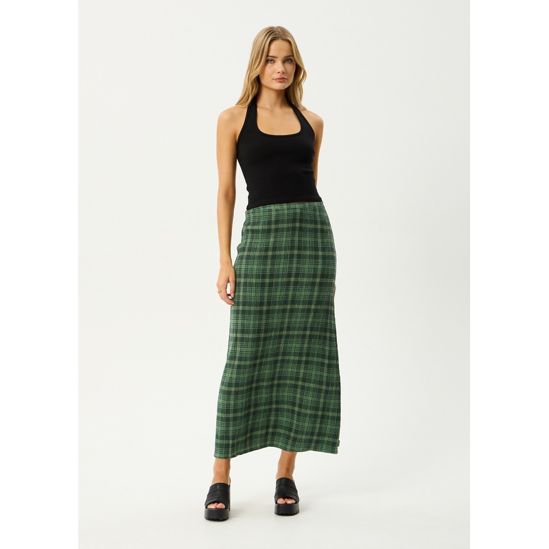 AFENDS Womens Lonnie – Seersucker Maxi Skirt – Hunter Green